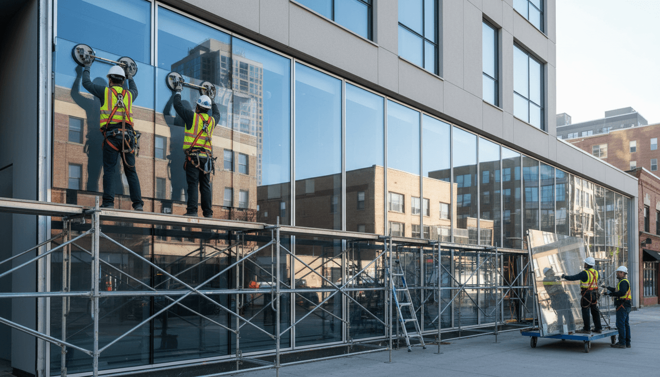 Completed commercial storefront glass installation in Toronto
